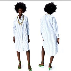 NWT Zara oversized linen blend shirt dress